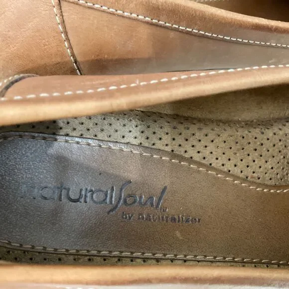 Natural Soul Leather Driving comfort boat Shoes Women 9M Tan moccasin braided - Picture 14 of 14